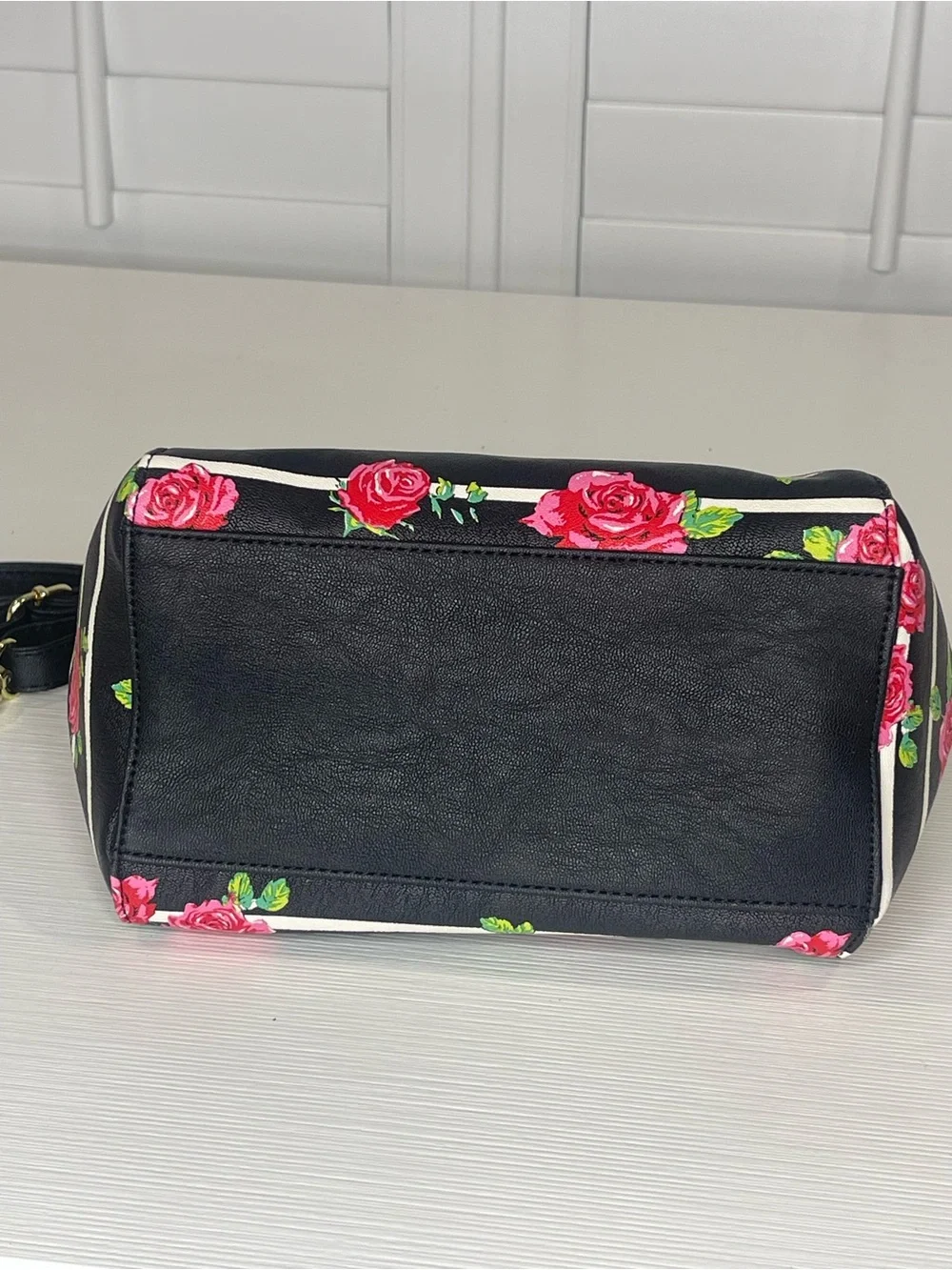 Luv Betsy Floral Stripe Mini Satchel Handbag with Crossbody Strap